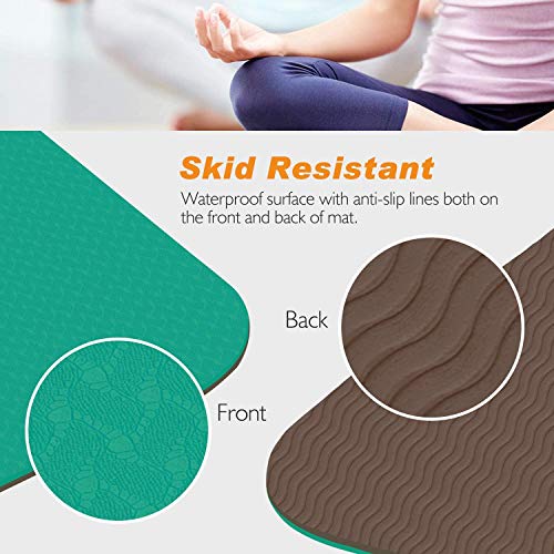 Bodylastics Yoga Mat for Men and Women with Carry Bag TPE 6ft x 2ft x 6mm Large Size Anti Slip & Anti Tear Workout Mat, Black - Image 3