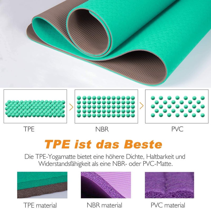 Bodylastics Yoga Mat for Men and Women with Carry Bag TPE 6ft x 2ft x 6mm Large Size Anti Slip & Anti Tear Workout Mat, Black - Image 4
