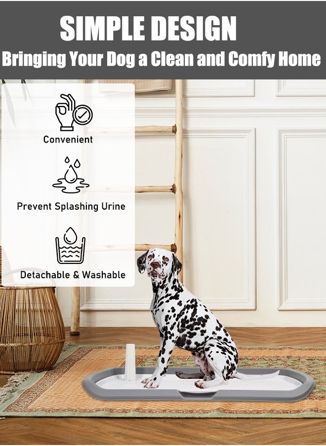 Large flat dog toilet with column and grid format, Detachable and washable dog training tray, Comfortable for medium and large dogs, Training potty pad holder (Grey) 66 cm L