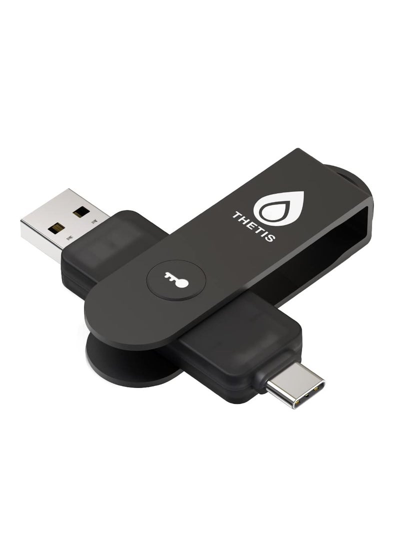 THETIS Thetis Pro FIDO2 Security Key, Two Factor Authentication NFC Security Key FIDO 2.0, Dual USB A Ports & Type C for Multi layered Protection (HOTP) in Windows/MacOS/Linux, Gmail, Facebook,Dropbox,Github  - Image 1