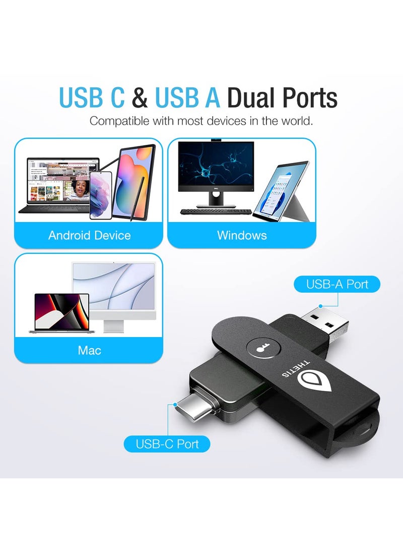 THETIS Thetis Pro FIDO2 Security Key, Two Factor Authentication NFC Security Key FIDO 2.0, Dual USB A Ports & Type C for Multi layered Protection (HOTP) in Windows/MacOS/Linux, Gmail, Facebook,Dropbox,Github  - Image 2