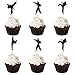Helewilk 24pcs Karate Taekwondo Cupcake Toppers Kung Fu Theme Baby Shower Party Supplies Boxing Sport Theme Cupcake Decor Man Kids Birthday Party Decoration Black Glitter - Image 3