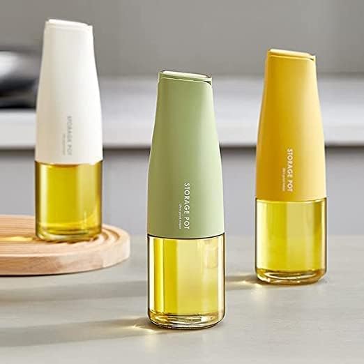 LEKORED Glass Olive Oil Dispenser Bottle Automatic Opening and Closing Bottle For Kitchen Oil and Vinegar Dispenser Set with Silica Gel Pourers Drip Free Spout Oil Dispenser Bottle 500 ML - Image 1