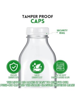 FUFU Glass Milk Bottle With Plastic Tamper-Proof Caps (6 Pack) Vintage Reusable Dairy Drinking Containers, Glass Bottles For Milk, Juice, Yogurt, Smoothies, Honey, Tomato Sauce, Jam, Syrup (300Ml)  - Image 3