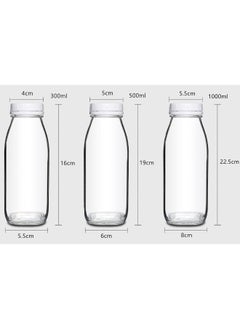 FUFU Glass Milk Bottle With Plastic Tamper-Proof Caps (6 Pack) Vintage Reusable Dairy Drinking Containers, Glass Bottles For Milk, Juice, Yogurt, Smoothies, Honey, Tomato Sauce, Jam, Syrup (300Ml)  - Image 2