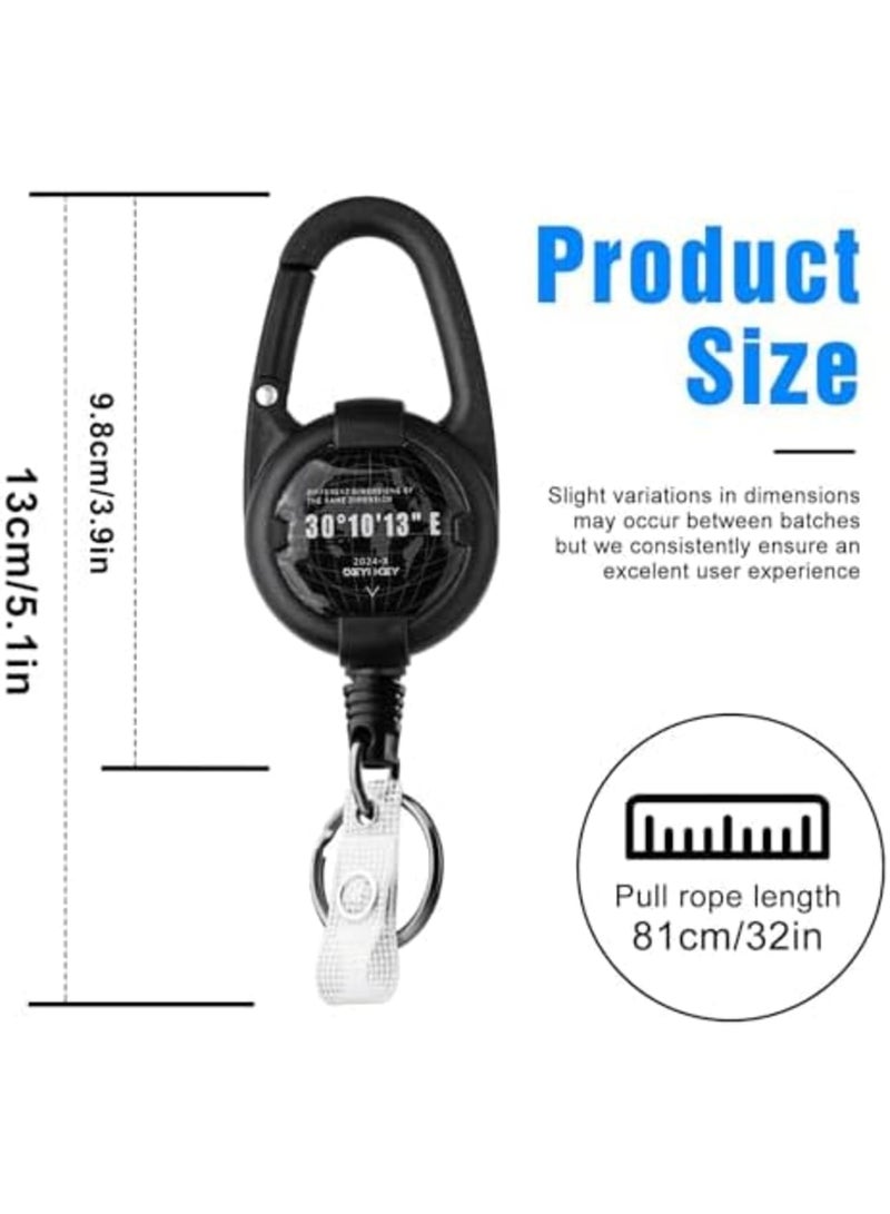 Retractable Keychain with Heavy Duty Carabiner, 32” Steel Retractable Cord, Tactical Badge Reel with Key Ring and Badge Strap, Ideal for Work, Office, and Outdoor Use (2 Pack) - Image 4
