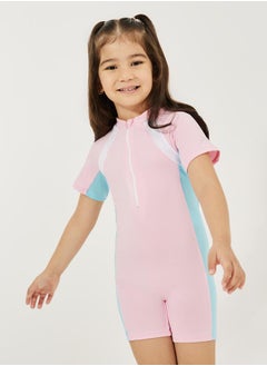 Styli Quick Drying One-Piece Short Sleeves Swimsuit  - Image 2