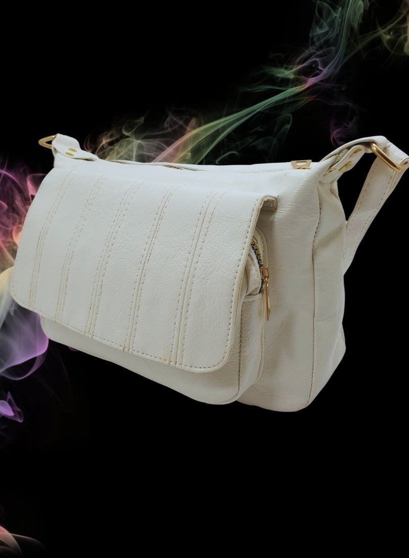 TO FASHION TO 3010 LEATHER WOMEN’S, SHOULDER BAG, CROSS BODY BAG WITH DETACHABLE STRAP, MODERN AND ELEGANT DESIGN, DIMENSIONS 20*27*13 CM WHITE A  - Image 2