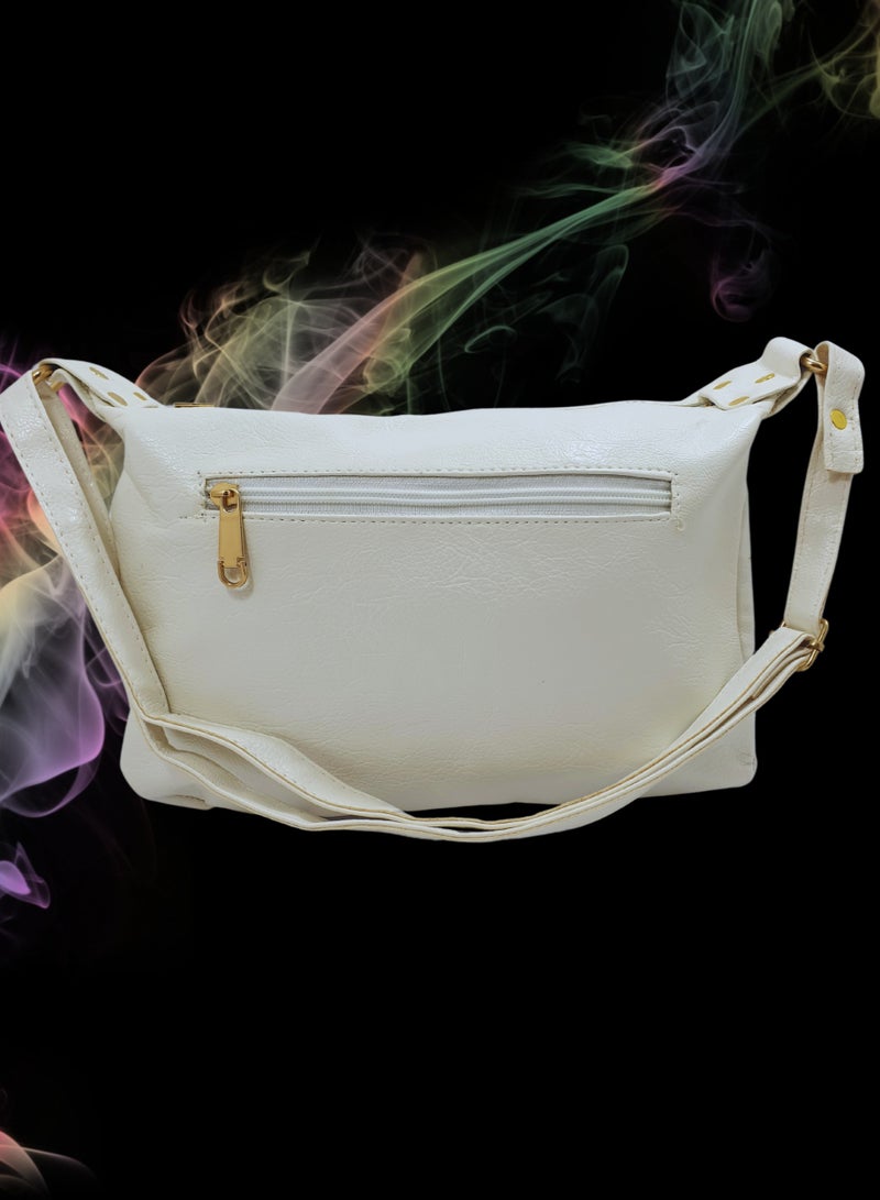 TO FASHION TO 3010 LEATHER WOMEN’S, SHOULDER BAG, CROSS BODY BAG WITH DETACHABLE STRAP, MODERN AND ELEGANT DESIGN, DIMENSIONS 20*27*13 CM WHITE A  - Image 5