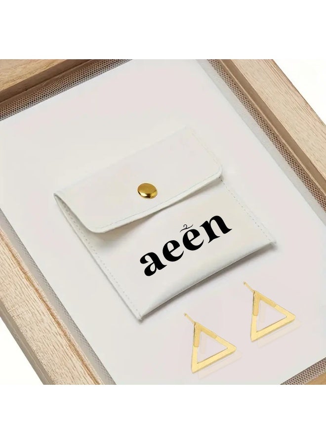 aeen Minimalist Two-Way Geometric Triangle Stud Earrings for Women – Elegant Gold-Tone Iron Design for Everyday Chic - Image 5