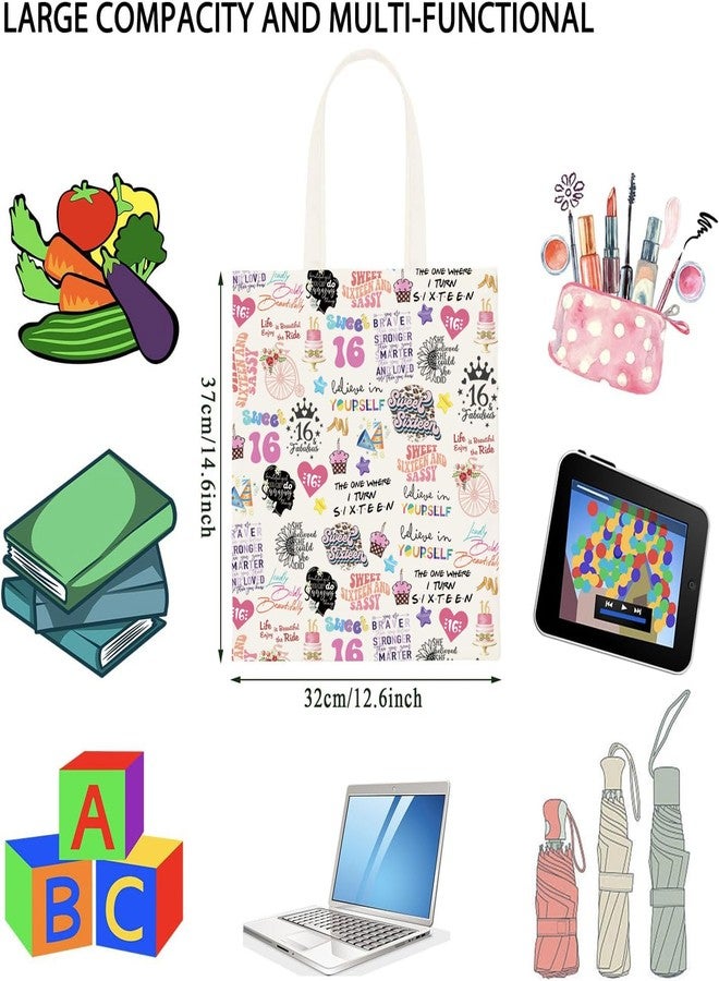 WCGXKO Happy 16th Birthday Gift Sweet 16 Birthday Hello 16 Tote Bag 16 Years Old Gift For Her (16th tote) - Image 2