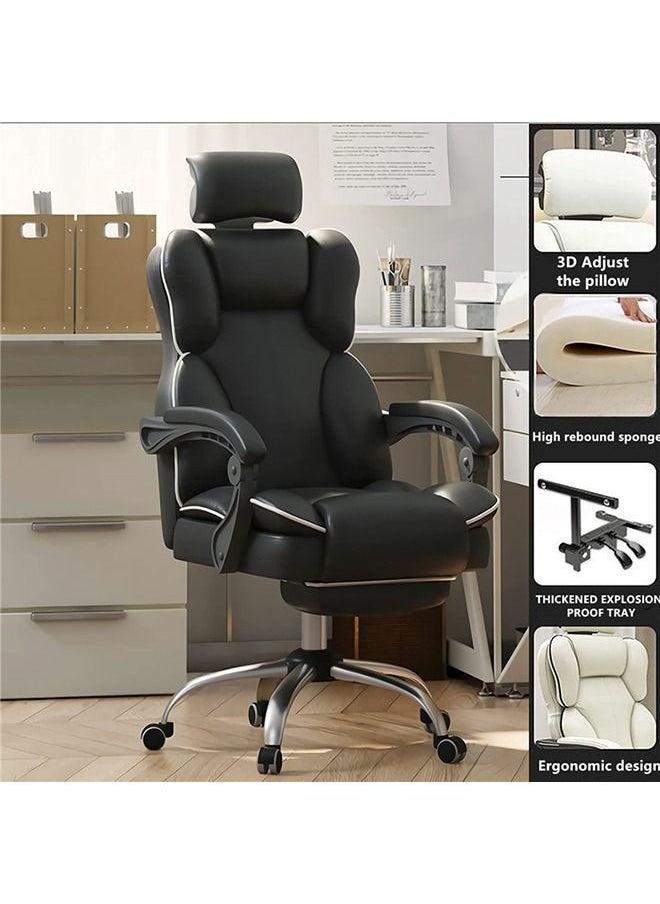 Arabest Gaming Chair 130° Recliner System,100Kg Weight Capacity,Retractable Footrest Adjustable Arm-Rest Office Chair Computer Chair PC Office Pu Leather(Black+Headrest+Foot Rest Latex Seat Cushion) - Image 2