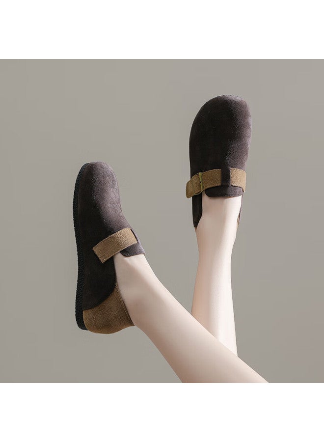 Daphne Birkenstock Women's Flat Shoes, Lightweight Closed-toe Slippers, Slip-on Loafers, Brown, Size 37 - Image 1