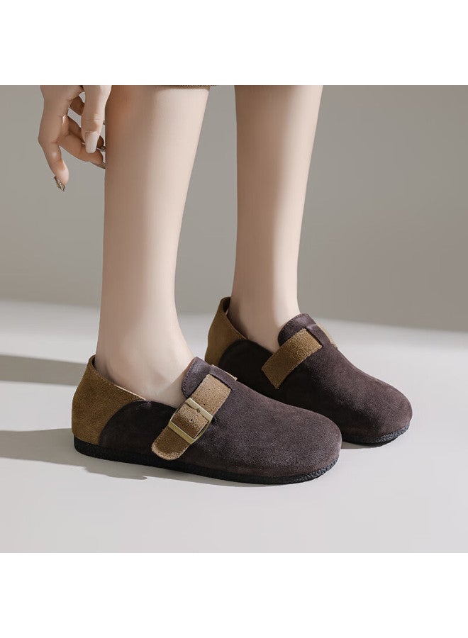 Daphne Birkenstock Women's Flat Shoes, Lightweight Closed-toe Slippers, Slip-on Loafers, Brown, Size 37 - Image 3