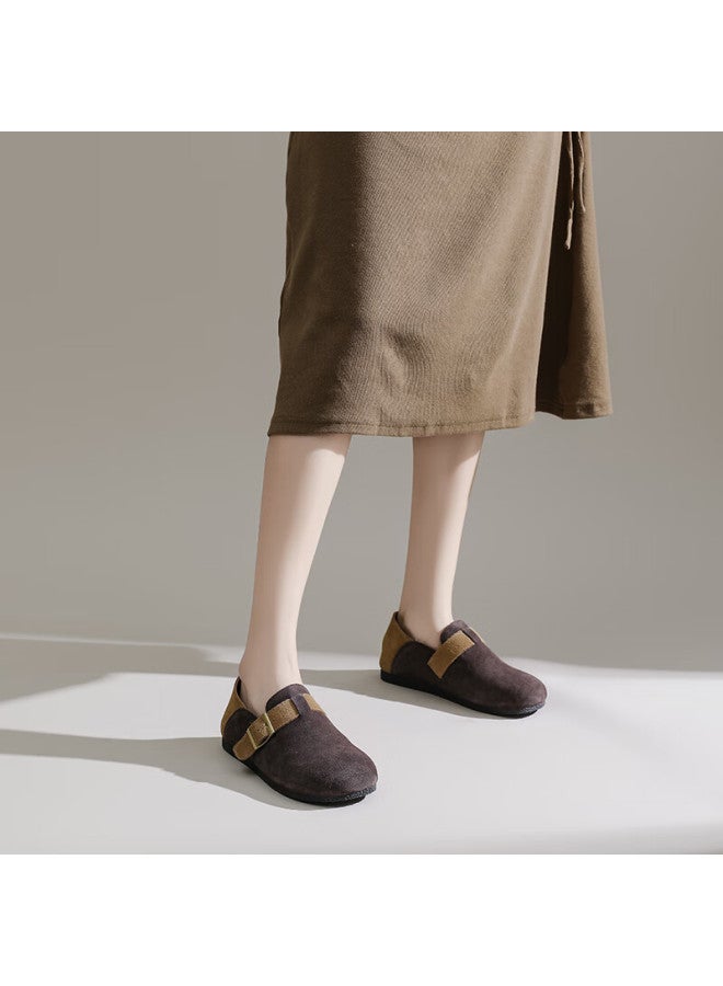 Daphne Birkenstock Women's Flat Shoes, Lightweight Closed-toe Slippers, Slip-on Loafers, Brown, Size 37 - Image 2