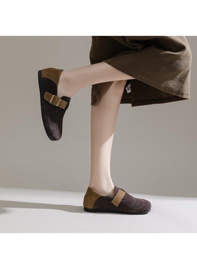 Daphne Birkenstock Women's Flat Shoes, Lightweight Closed-toe Slippers, Slip-on Loafers, Brown, Size 37 - Image 4