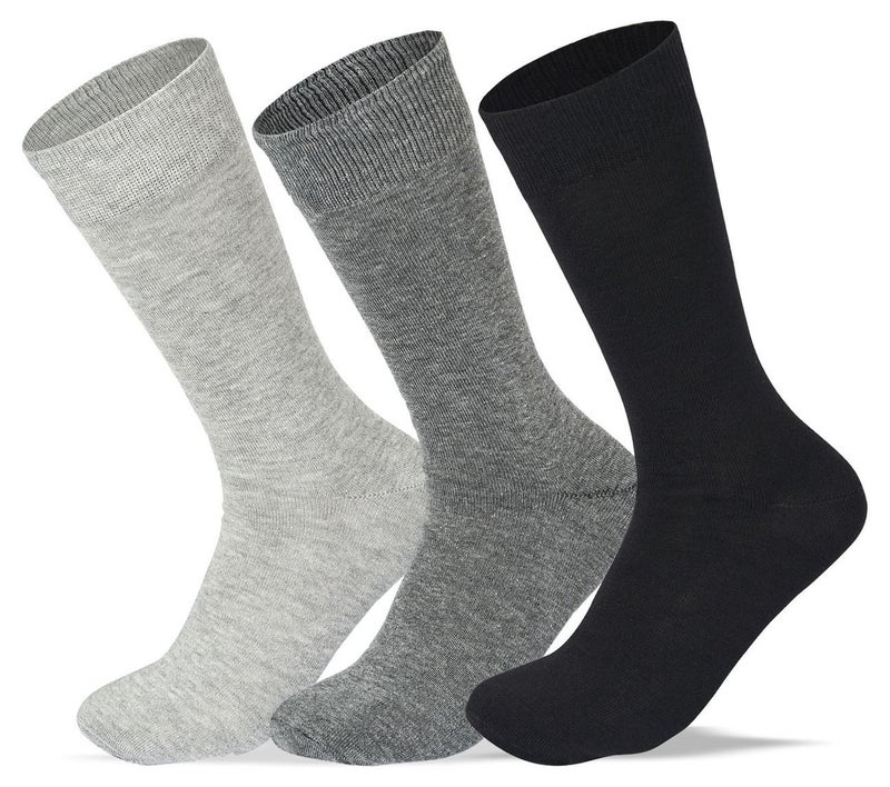 SAM SOCKS Men Set of 3 Classic Socks Plain Black-D.Grey-L.Grey - Image 1