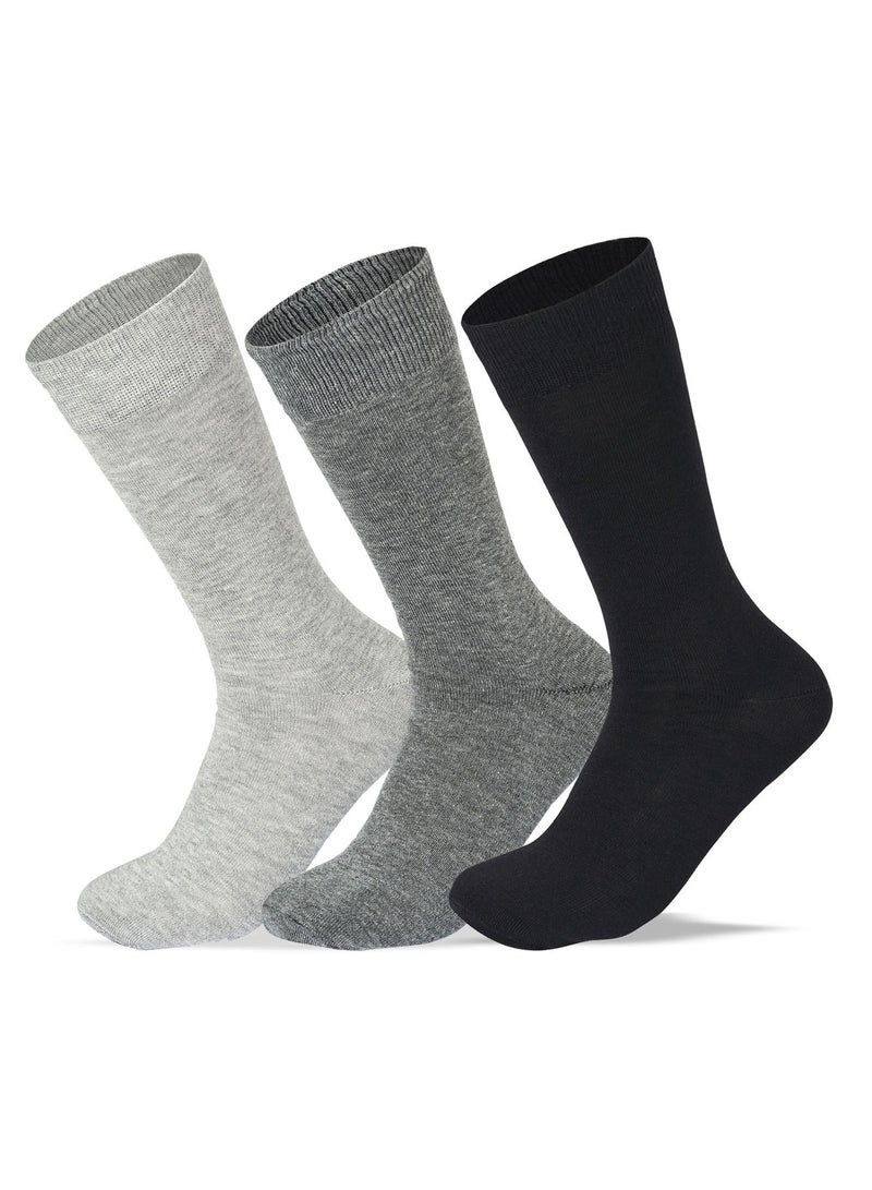 SAM SOCKS Men Set of 3 Classic Socks Plain Black-D.Grey-L.Grey - Image 1