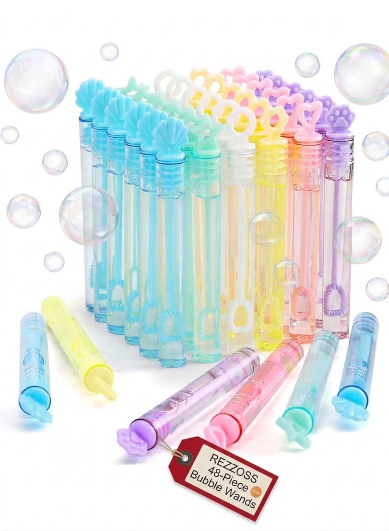 REZZOSS Mini Bubble Wand Assortment Toy, Ideal Party Favors for Kid Birthday, Bubble Bulk Party Supplies, Spring Summer Autumn Outdoor Indoor Activity Use Festival Gifts for Girl Boy (48PCS) - Image 1
