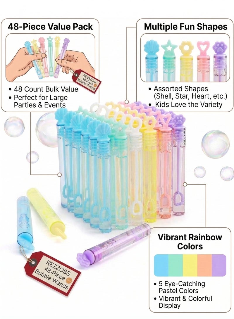 REZZOSS Mini Bubble Wand Assortment Toy, Ideal Party Favors for Kid Birthday, Bubble Bulk Party Supplies, Spring Summer Autumn Outdoor Indoor Activity Use Festival Gifts for Girl Boy (48PCS) - Image 2