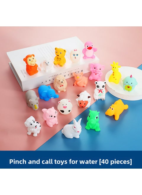 1 x 5 pcs Cartoon Squeeze Sound Bath Toys 13pc Set 40 small animals are randomly mixed with non-heavy samples.