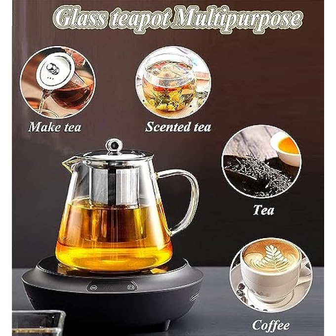luksYol Glass Tea Pot  Borosilicate Glass Kettle With Infuser Strainer For Loose Leaf Tea  Glass Teapot With Stainless Steel Removeable Infuser  Diswasher  Stovetop Safe Circle 750 Ml - Image 4