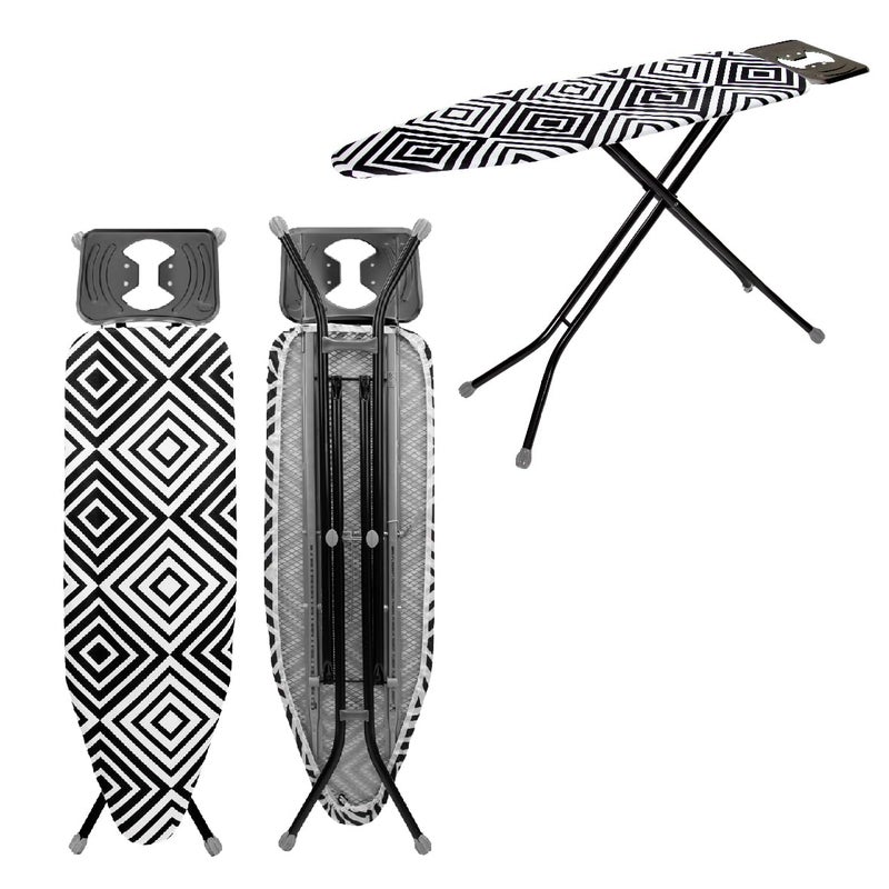 Anika طاولة كي أنيكا 63589 ديلوكس مع قاعدة محمية بالسليكون 120 سم × 38 سم قابلة للطي بشكل مسطح أقدام غير قابلة للانزلاق ارتفاع قابل للتعديل من الصلب