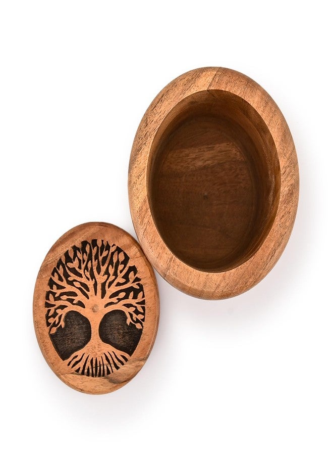 Kimona Food Jars & Canisters for Kitchen Counter, Wooden Food Storage Jars Tree Of Life Engraved on Lid Storage Container for Kitchen, Coffee, Flour (4.5" X 4.5" X 6") - Image 3