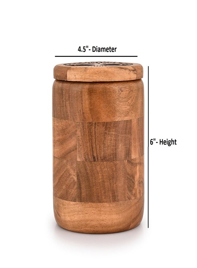 Kimona Food Jars & Canisters for Kitchen Counter, Wooden Food Storage Jars Tree Of Life Engraved on Lid Storage Container for Kitchen, Coffee, Flour (4.5" X 4.5" X 6") - Image 5