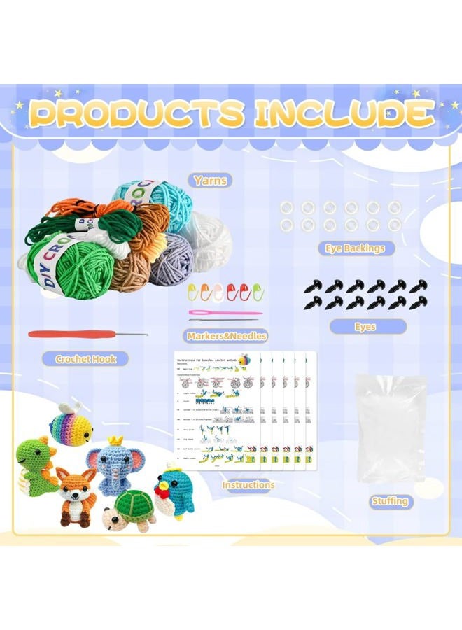 OLHKYN 6Pcs Crochet Kit for Beginners, 2025 DIY Craft for Adults and Kids, Great Gift for Crochet Lovers, Crocheting Animal Kits with Step by Step Videos,Yarn,Crochet Hook,Birthday Gift, Holiday Gift - Image 2