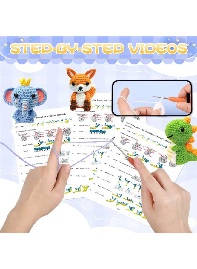 OLHKYN 6Pcs Crochet Kit for Beginners, 2025 DIY Craft for Adults and Kids, Great Gift for Crochet Lovers, Crocheting Animal Kits with Step by Step Videos,Yarn,Crochet Hook,Birthday Gift, Holiday Gift - Image 3