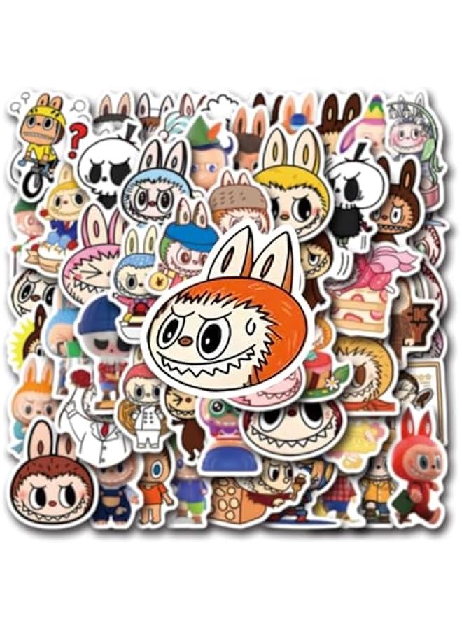 Arabest 55pcs Cartoon labubu Stickers for Kids, Cool Terror Labubu Waterproof Vinyl Decal for Teen Adult Girl Laptop Skateboard Phone Water Bottles Guitar Travel Case Bike  - Image 3