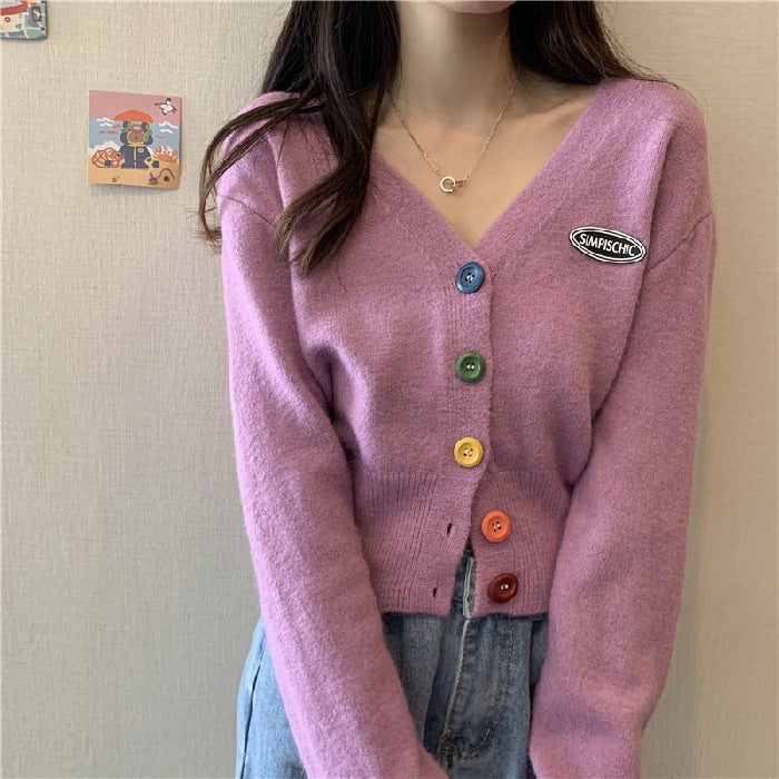 2021 Knitted Shirt Spring and Autumn New Womens Soft Waxy Cardigan Coat Sweater New Internet Celebrity Short Top Winter Outer Wear Orange - Image 4