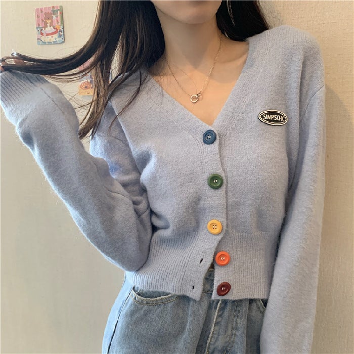 2021 Knitted Shirt Spring and Autumn New Womens Soft Waxy Cardigan Coat Sweater New Internet Celebrity Short Top Winter Outer Wear Orange - Image 2