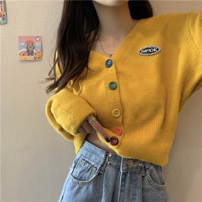 2021 Knitted Shirt Spring and Autumn New Womens Soft Waxy Cardigan Coat Sweater New Internet Celebrity Short Top Winter Outer Wear Orange - Image 5