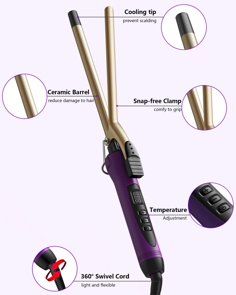 MELYDO 1/2 Inch Small Curling Iron Wand for Short & Long Hair, Half Inch Curling Wand Ceramic Small Barrel Curling Iron Tiny Curling Wand with Adjustable Temperature, Include Heat Resistant Glove - Image 4