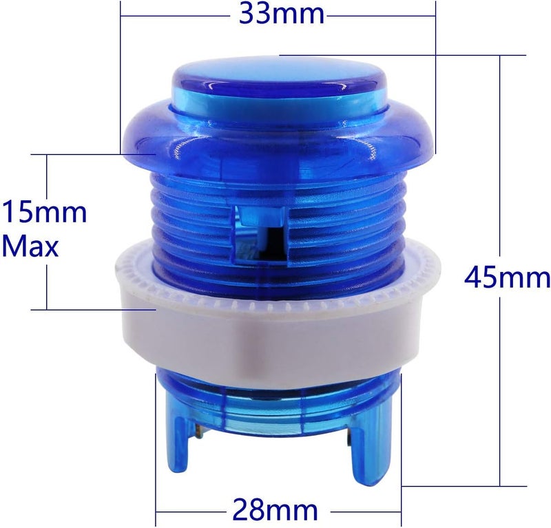 8x أركيد 28mm زر ضغط LED للوحة المفاتيح MX مفتاح صغير من نوع اللولب زر ضوئي لألعاب الأركيد MAME Jamma عصا التحكم Raspberry Pi آلة أبيض E - Image 3