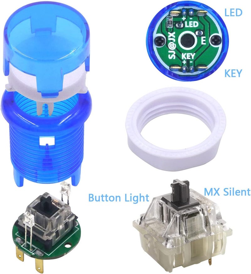 8x أركيد 28mm زر ضغط LED للوحة المفاتيح MX مفتاح صغير من نوع اللولب زر ضوئي لألعاب الأركيد MAME Jamma عصا التحكم Raspberry Pi آلة أبيض E - Image 4