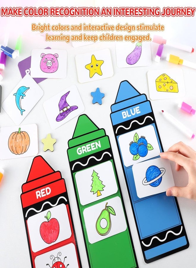 Lonfliness 55Pcs Crayon Color Sorting Set Coloring Card Educational Color Matching Games for Preschool Home Teaching Circle Time Learning Activities Birthday Gifts - Image 4