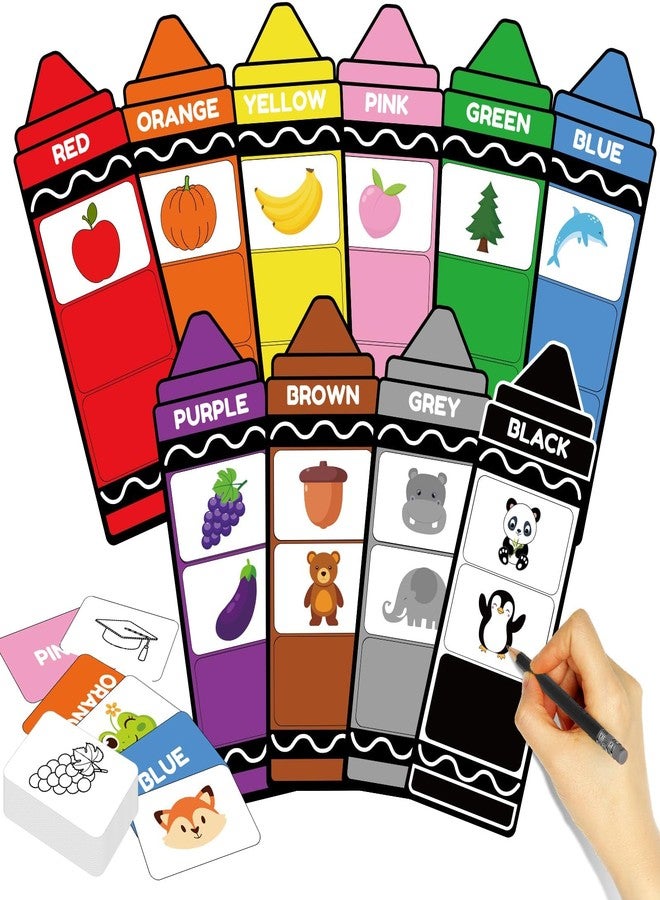 Lonfliness 55Pcs Crayon Color Sorting Set Coloring Card Educational Color Matching Games for Preschool Home Teaching Circle Time Learning Activities Birthday Gifts - Image 2