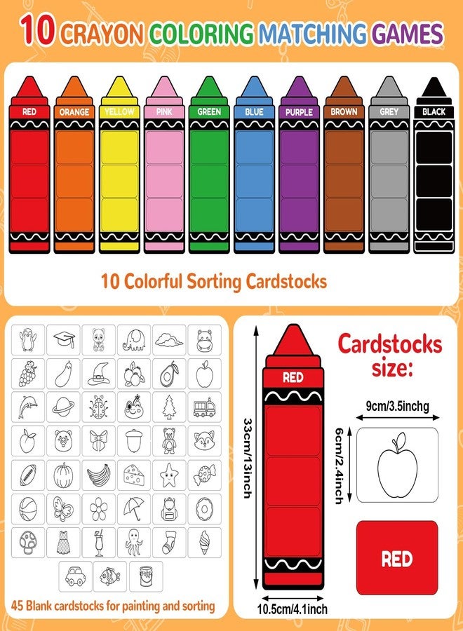 Lonfliness 55Pcs Crayon Color Sorting Set Coloring Card Educational Color Matching Games for Preschool Home Teaching Circle Time Learning Activities Birthday Gifts - Image 3