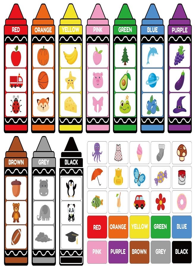 Lonfliness 55Pcs Crayon Color Sorting Set Coloring Card Educational Color Matching Games for Preschool Home Teaching Circle Time Learning Activities Birthday Gifts - Image 5