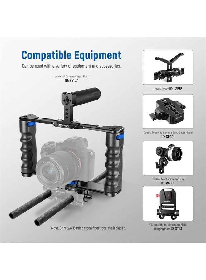 NEEWER 15mm Carbon Fiber Extension Rods 15.7"/40cm Compatible with SmallRig Compatible with Tilta 15mm Rod Rail Support System, DSLR Shoulder Rig, Camera Stabilizer Cage, Matte Box, Base Plate, SR003