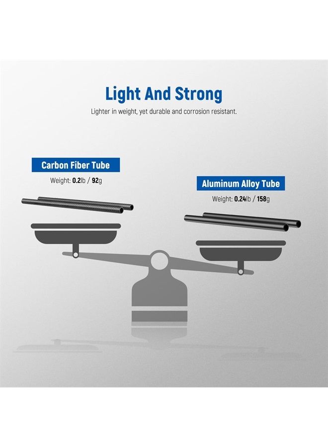 NEEWER 15mm Carbon Fiber Extension Rods 15.7"/40cm Compatible with SmallRig Compatible with Tilta 15mm Rod Rail Support System, DSLR Shoulder Rig, Camera Stabilizer Cage, Matte Box, Base Plate, SR003