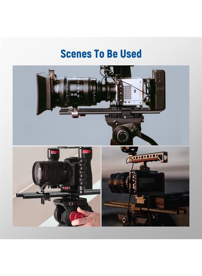 NEEWER 15mm Carbon Fiber Extension Rods 15.7"/40cm Compatible with SmallRig Compatible with Tilta 15mm Rod Rail Support System, DSLR Shoulder Rig, Camera Stabilizer Cage, Matte Box, Base Plate, SR003