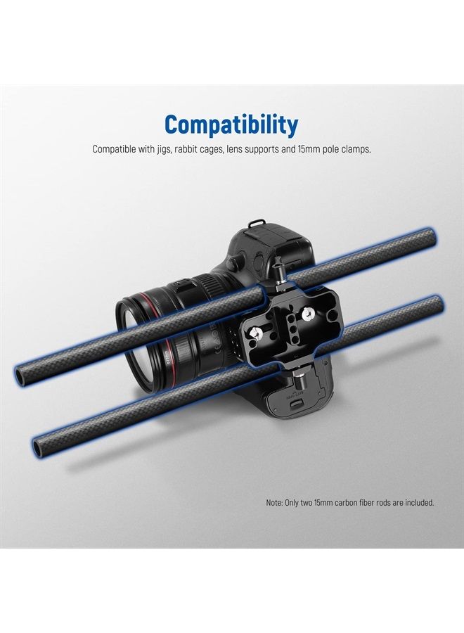 NEEWER 15mm Carbon Fiber Extension Rods 15.7"/40cm Compatible with SmallRig Compatible with Tilta 15mm Rod Rail Support System, DSLR Shoulder Rig, Camera Stabilizer Cage, Matte Box, Base Plate, SR003
