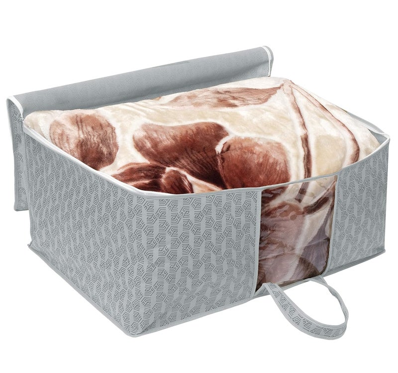 HomeStrap NonWoven Printed Front Handle Underbed Storage BagOrganizerBlanket Cover GreyPack Of 2Shark Tank Product NonWoven Rectangular 64 x 44 x 30 Centimeters - Image 5