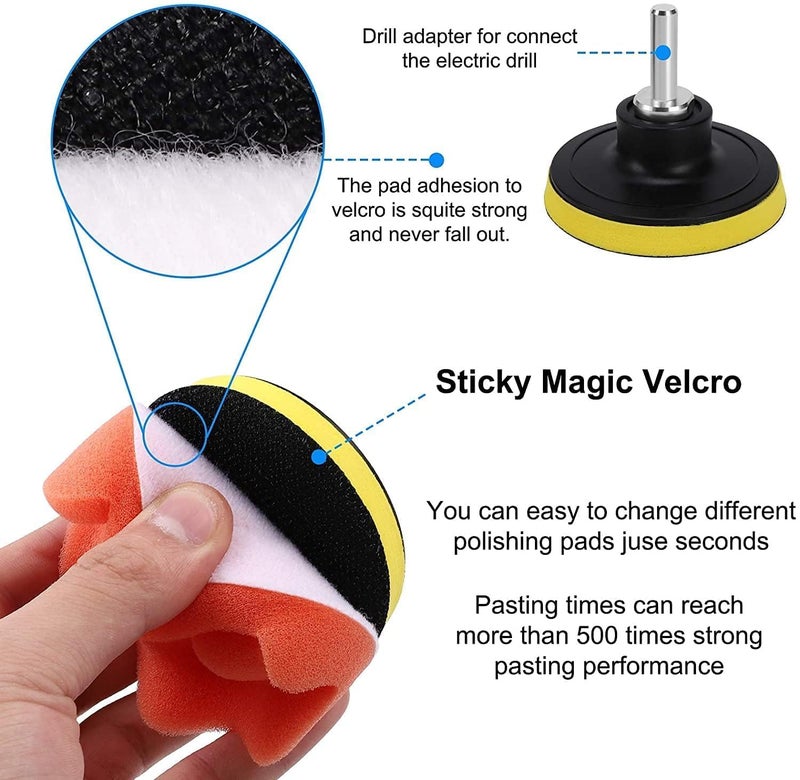 XIGSTA Car Foam Drill 3Inch Buffing Pad11 PCS Polishing Pads Buffer Polisher Sponge Pad for PolishingWaxingSandingSealing Glaze - Image 3