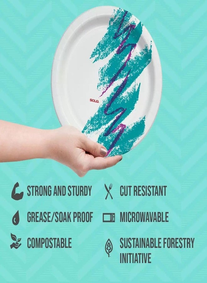 SOLO 10" Large Paper Plates, Jazz 90s Nostalgic Print, Pack of 55ct Paper Plates - Image 5