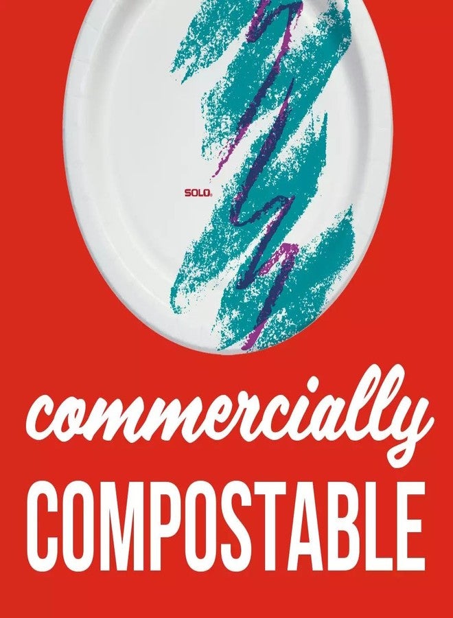 SOLO 10" Large Paper Plates, Jazz 90s Nostalgic Print, Pack of 55ct Paper Plates - Image 4